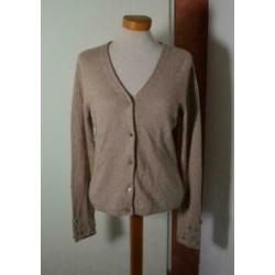 Pulls vest beige gemêleerd lamswol cashmere mix maat M