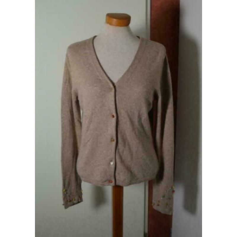 Pulls vest beige gemêleerd lamswol cashmere mix maat M