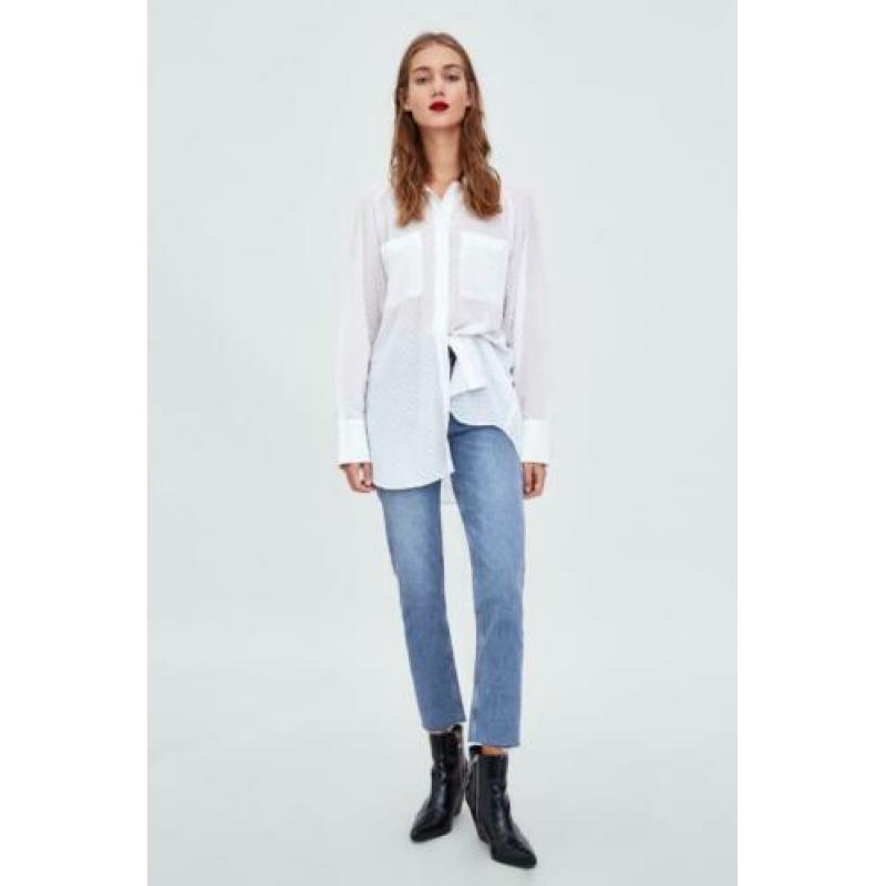 Dames ZARA bloes plumetis blouse wit nieuw maat XS top ecru