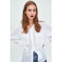 Dames ZARA bloes plumetis blouse wit nieuw maat XS top ecru