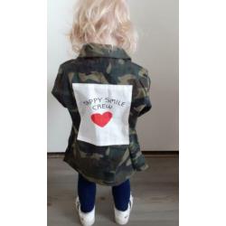 Blouse- jas legerprint groen meisjes camouflage maat 122/128