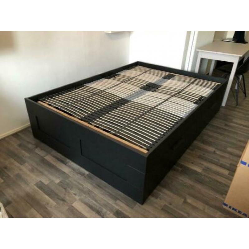 IKEA Brimnes Bed Zwart 140x200 (incl. lattenbodem en matras)