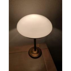 Art deco lamp tafellamp burolamp opaline mushroom messing