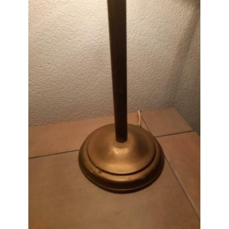 Art deco lamp tafellamp burolamp opaline mushroom messing