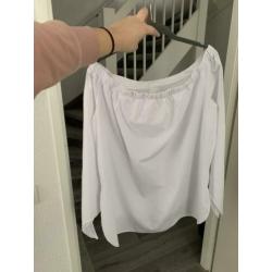 River island witte blouse off shoulder maat 40 L