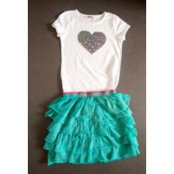 Prachtige set rok MIM-PI, shirt s.Oliver mt 128 z.g.a.n.