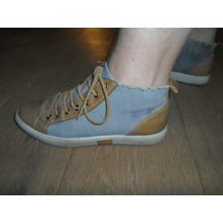 Sneakers maat 38 denim en beige