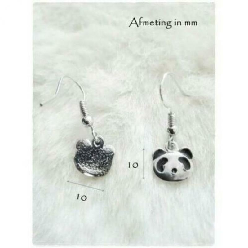 H.A. Platinum / Rhodium Oorhangers - Panda