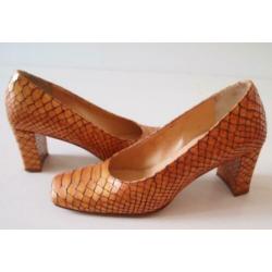 Voltan dames leren pumps - Bruin - Maat 36