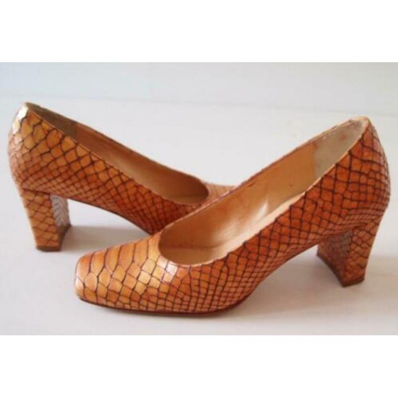 Voltan dames leren pumps - Bruin - Maat 36