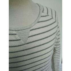 Maison Scotch structuur sweat trui M 38 Grijs streep wit