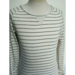 Maison Scotch structuur sweat trui M 38 Grijs streep wit