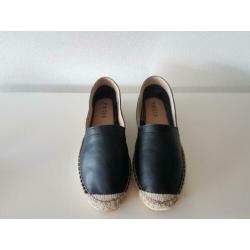 Pieces espadrilles zwart leer lederen instappers 38