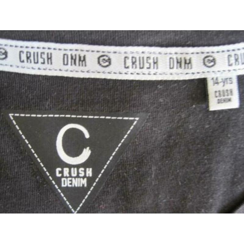 Zwart T-shirt van CRUSH DENIM maat 14 / 164 (gaatje)