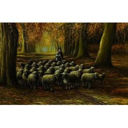 CH Beltman 1920 olieverfschaap schapen herder 50cm x 70cm