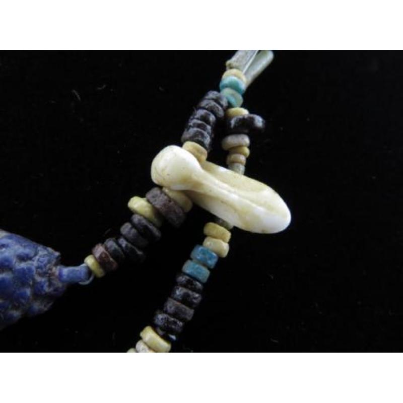 Egyptian necklace made of faience mummy beads, Amarna grapes