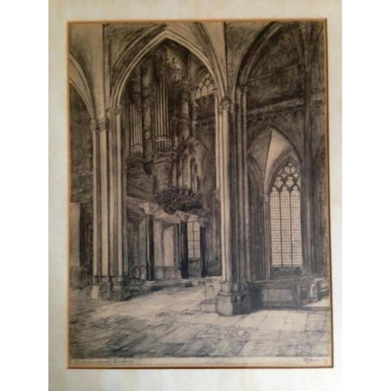 Tekening interieur Eusebiuskerk Arnhem (1942)