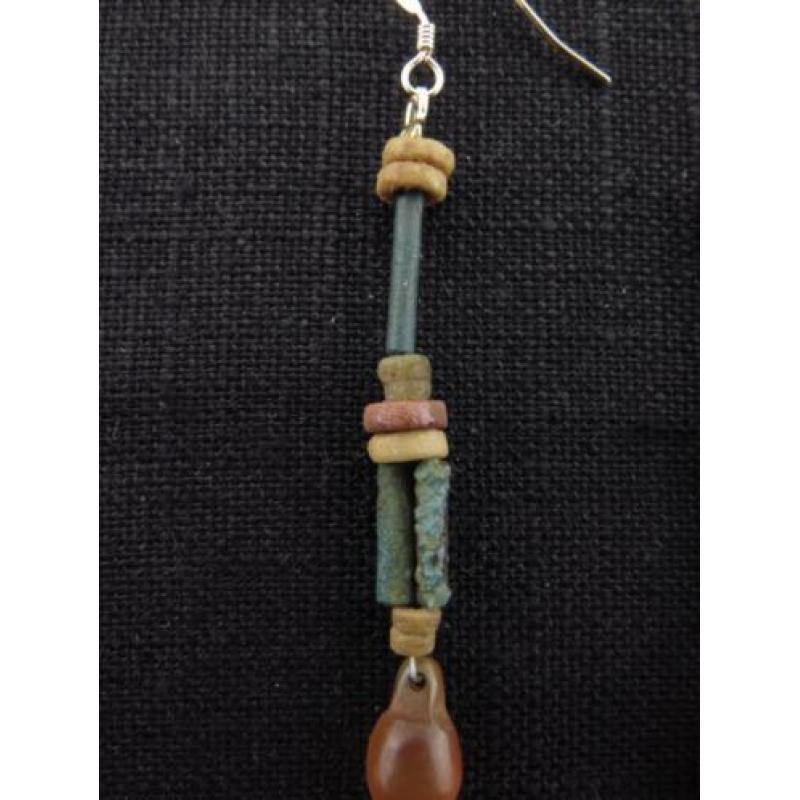 Set of earrings made of Egyptian faience mummy beads with ca