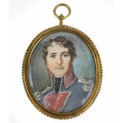 =ca 1800 = facet geslepen glas= PORTRET-MINIATUUR==officier