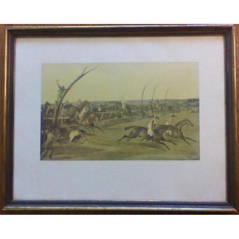 4 antieke prints van 1836 First Liverpool Grand Steeplechase