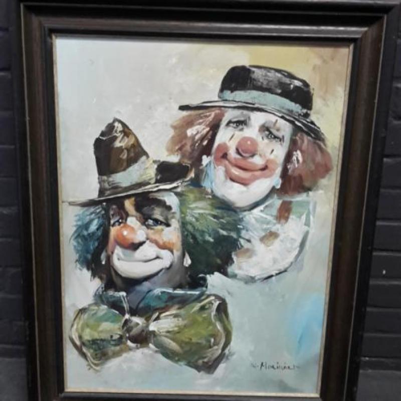 Olieverf schilderij Clowns