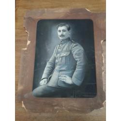 Antieke foto, prent, afbeelding man in legeruniform, Gent