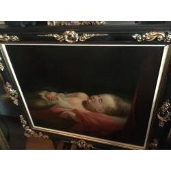 Antiek schilderij anno 1860 Baby Dreams