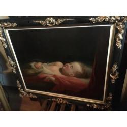 Antiek schilderij anno 1860 Baby Dreams