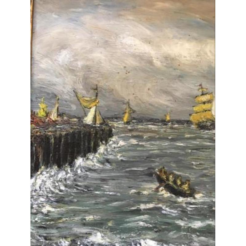 Schilderij zee met schepen