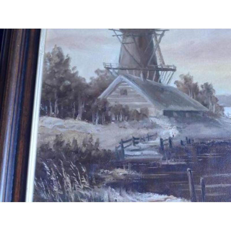 Chris Koelemeyer---Schilderij - -- Molen aan het water.