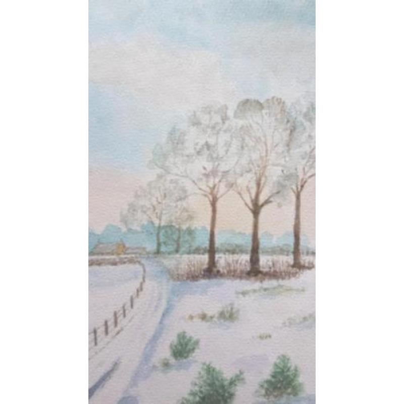 Aquarel winterlandschap gesigneerd