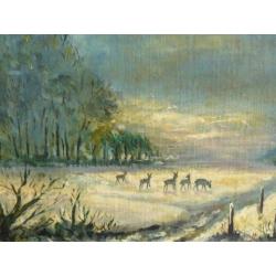 FRANSMAN Ree hert wild jacht jager winter sneeuw landschap