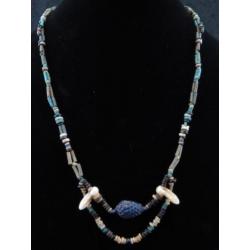 Egyptian necklace made of faience mummy beads, Amarna grapes