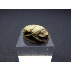 Egyptian steatite scarab with decorations of four Uraeus cob