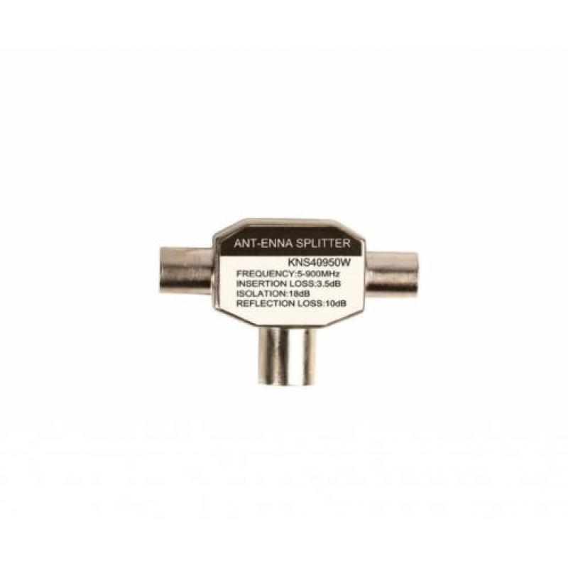 Konig Coax T-Splitter metaal 5-900Mhz