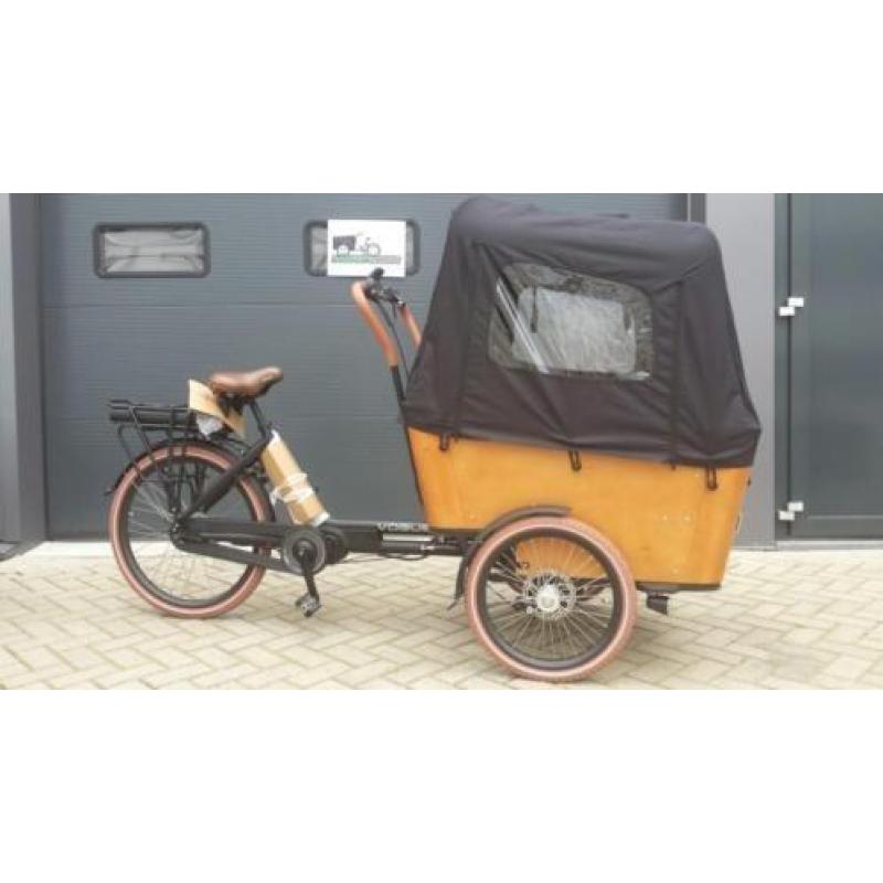 NIEUW bruin/zwart Vogue Carry bakfiets elektrisch middenmot