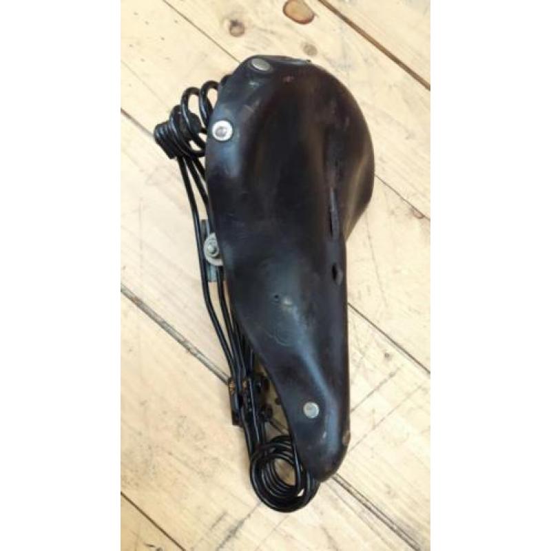 Vintage leren Bakfiets groot zadel. Leather bicycle saddle