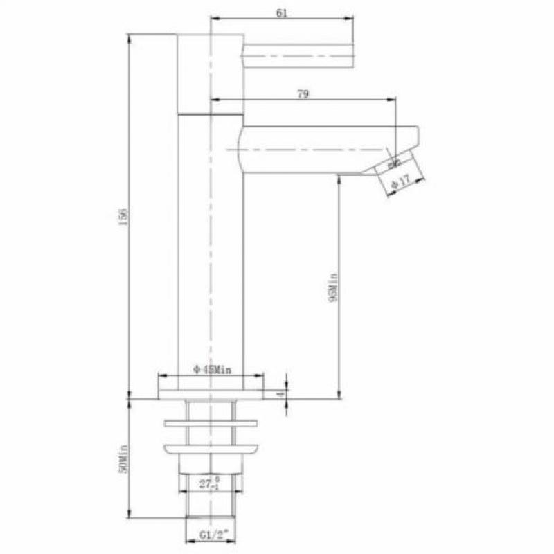 Toiletkraan Hoog 1/2'' Chroom Kiwa Alexia Fonteinkraan Xl