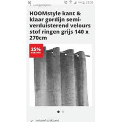 3 pakken hoomstyle velours gordijnen grijs NIEUW