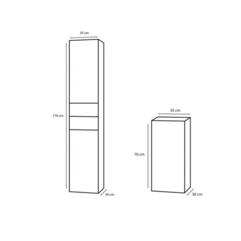 Badkamerkast Differnz Force 30x35x70 cm Grijs Eiken (Rechts)