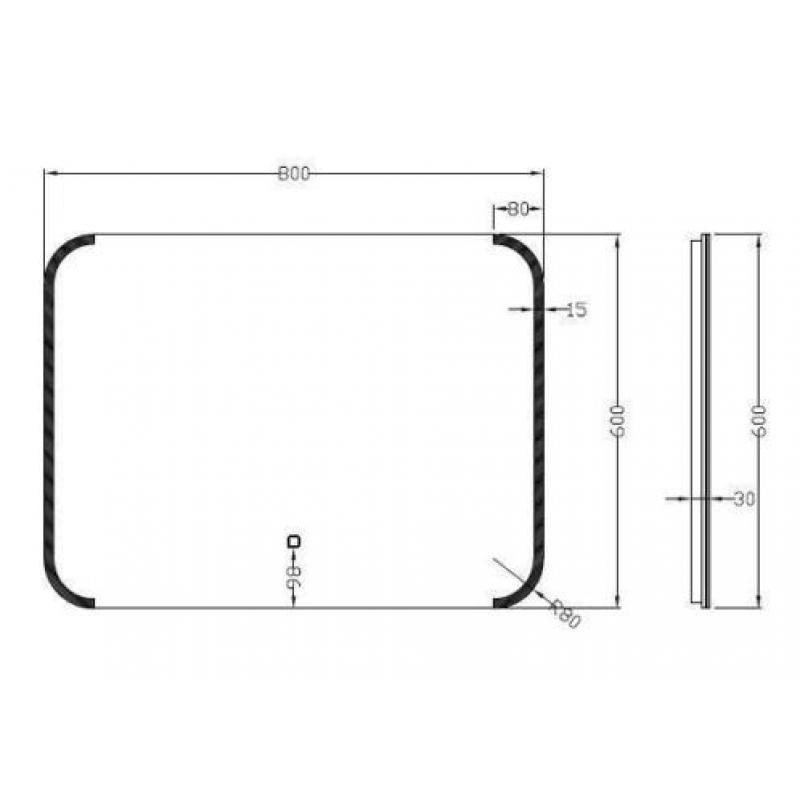 Wiesbaden Bracket dimbare LED condensvrije spiegel 800x600