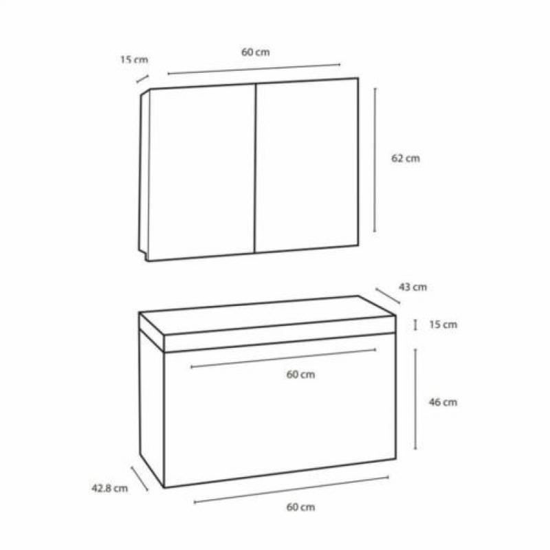 Badmeubelset Differnz The Collection 60x43x61 cm Grijs/Zw...