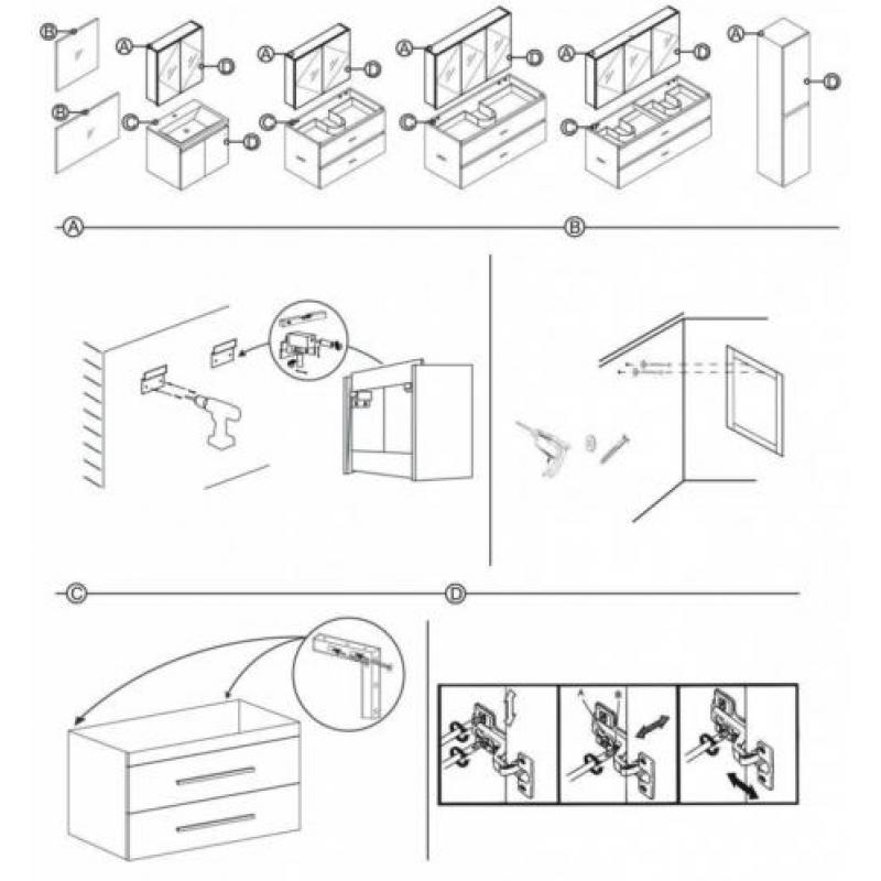 Badmeubelset Differnz The Collection 60x43x61 cm Grijs/Zw...