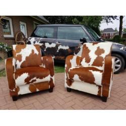 fauteuil loveseat stoel koeienhuid koeienvacht hocker poefen