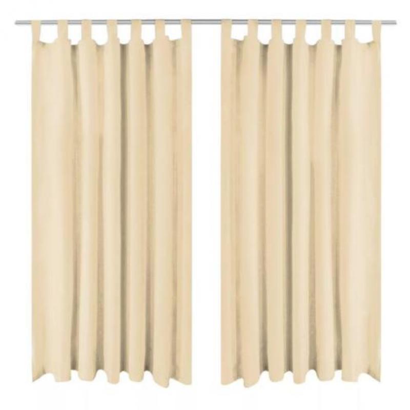 vidaXL Micro-satijnen gordijnen met lussen 140x175 cm beige